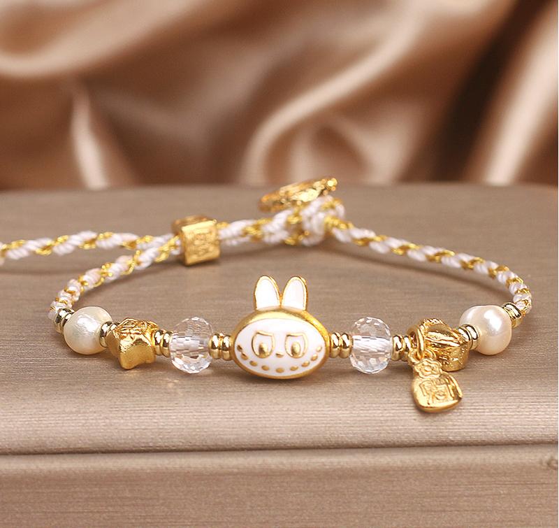 Gold Braided Labubu Bracelet – Elegant&Charm | Handmade