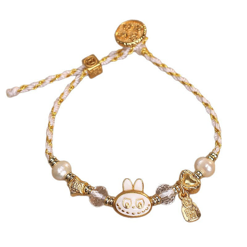 Gold Braided Labubu Bracelet – Elegant&Charm | Handmade