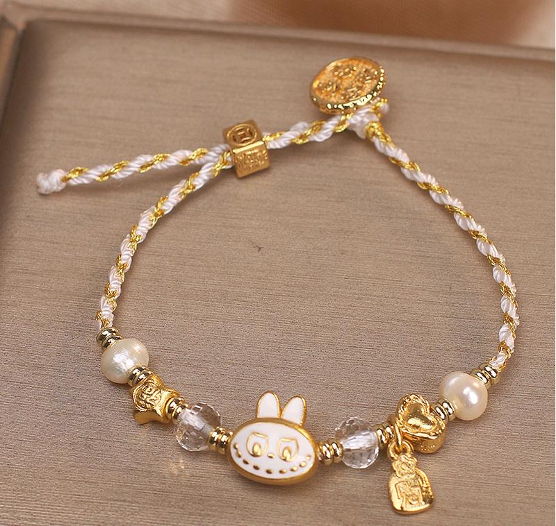 Gold Braided Labubu Bracelet – Elegant&Charm | Handmade