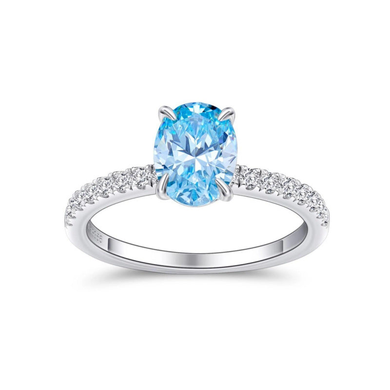 925 Silver Sea Blue Zirconia Ring
