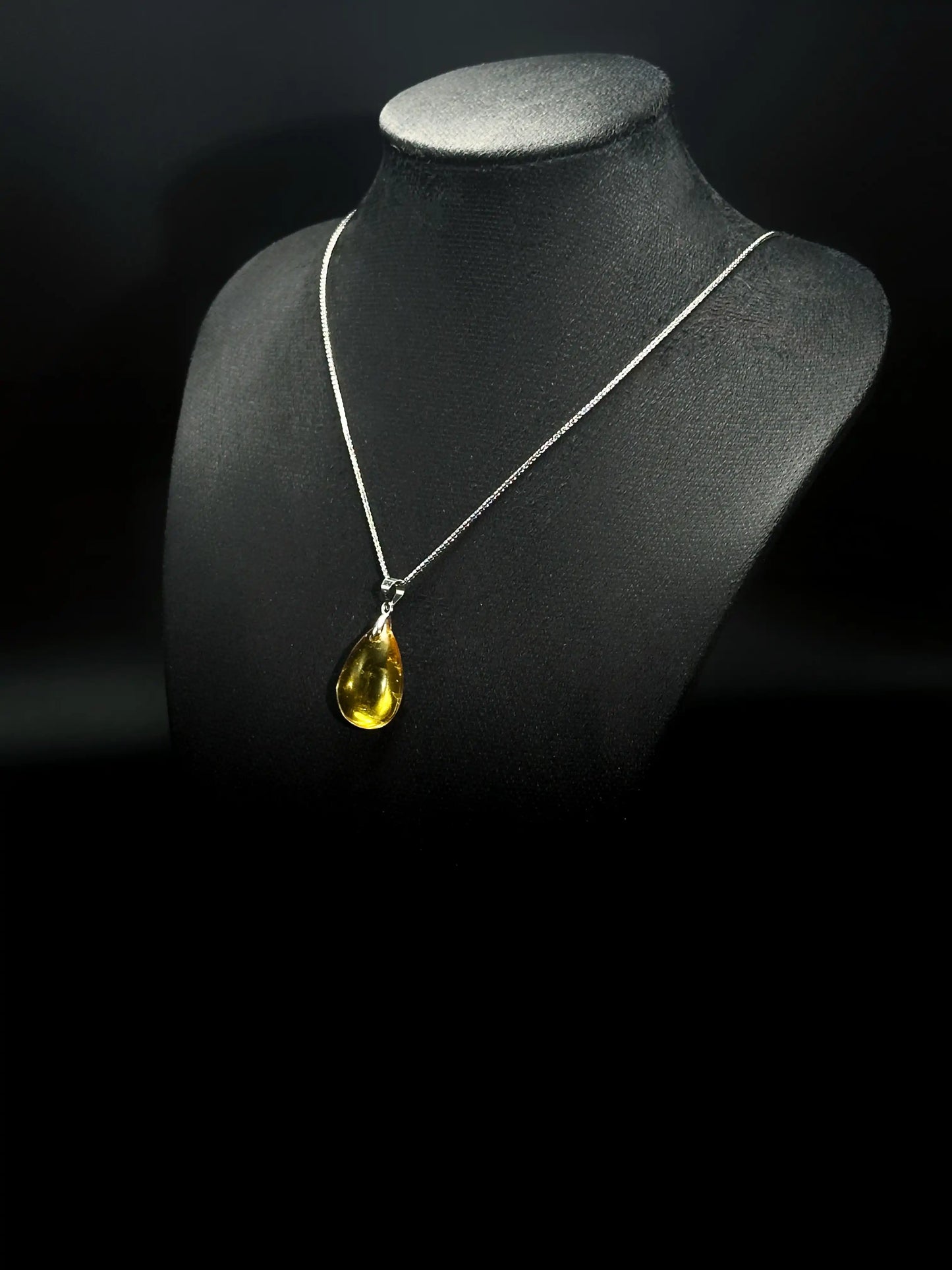 Citrine Teardrop Pendant Necklace with 925 Silver – Abundance & Fire Energy