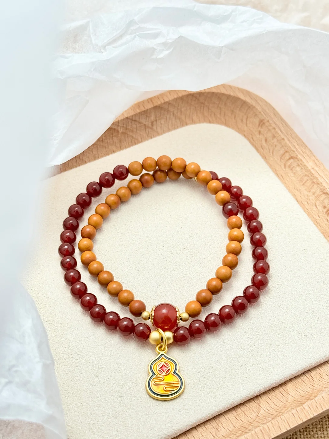 Red Agate and Olive Seed Bracelet - Improve Confidence, Wisdom & Luck|Moondora
