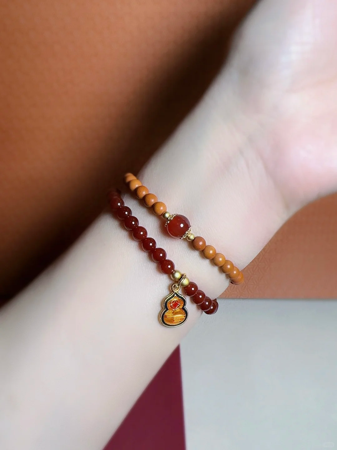 Red Agate and Olive Seed Bracelet - Improve Confidence, Wisdom & Luck|Moondora