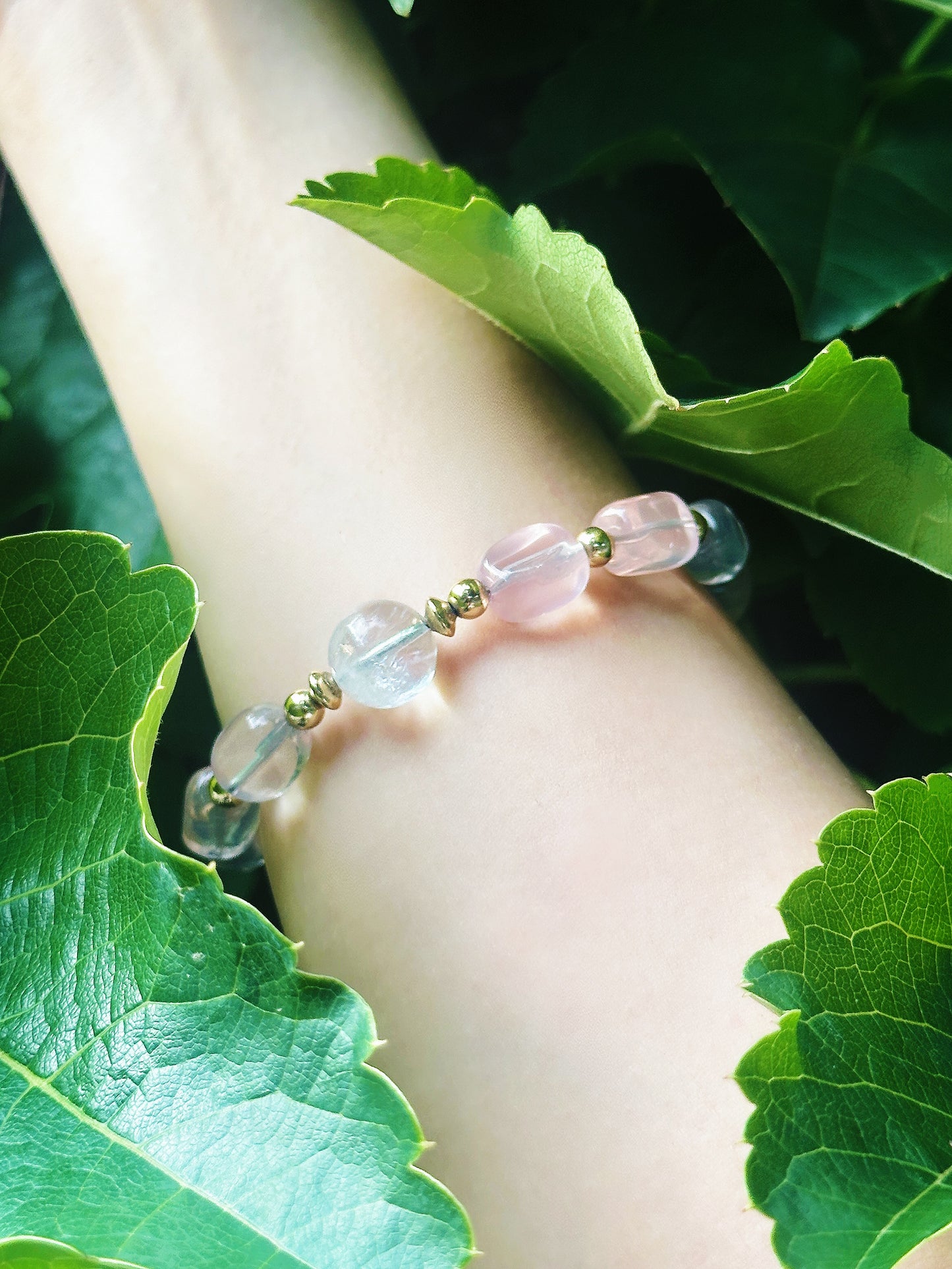 Faceted Clear Quartz & Rose Quartz Bracelet for Clarity & Love