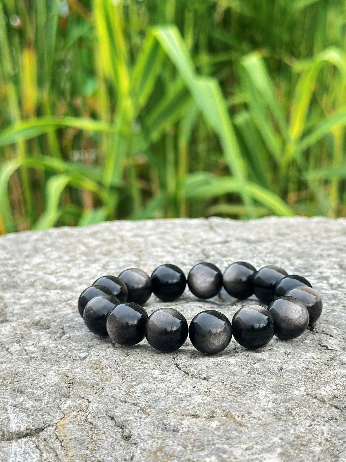 Silver Sheen Obsidian Bracelet – Protection & Inner Strength|Moondora