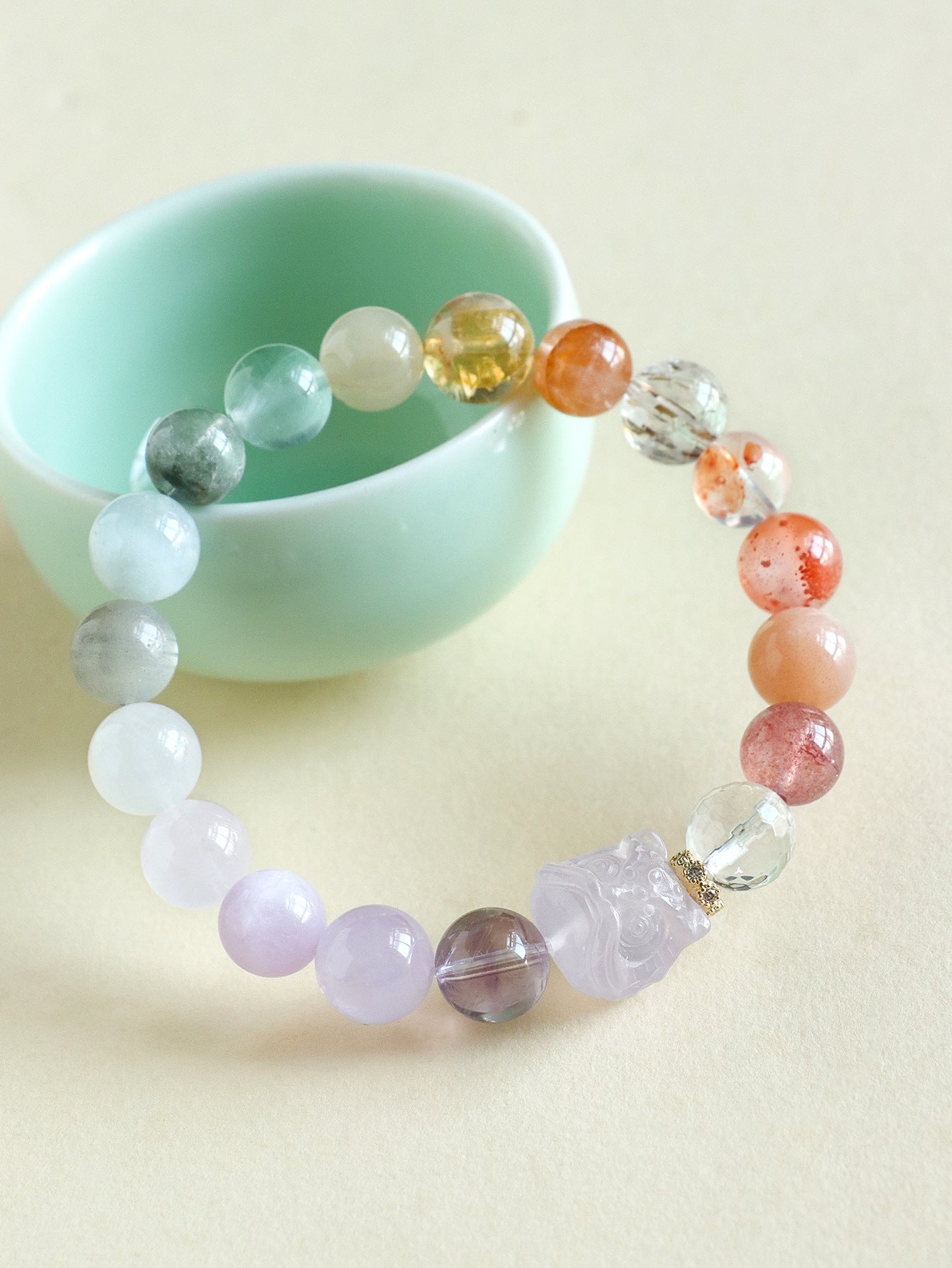 Lion Guardian Multi-Stone Crystal Bracelet – Harmony & Good Fortune