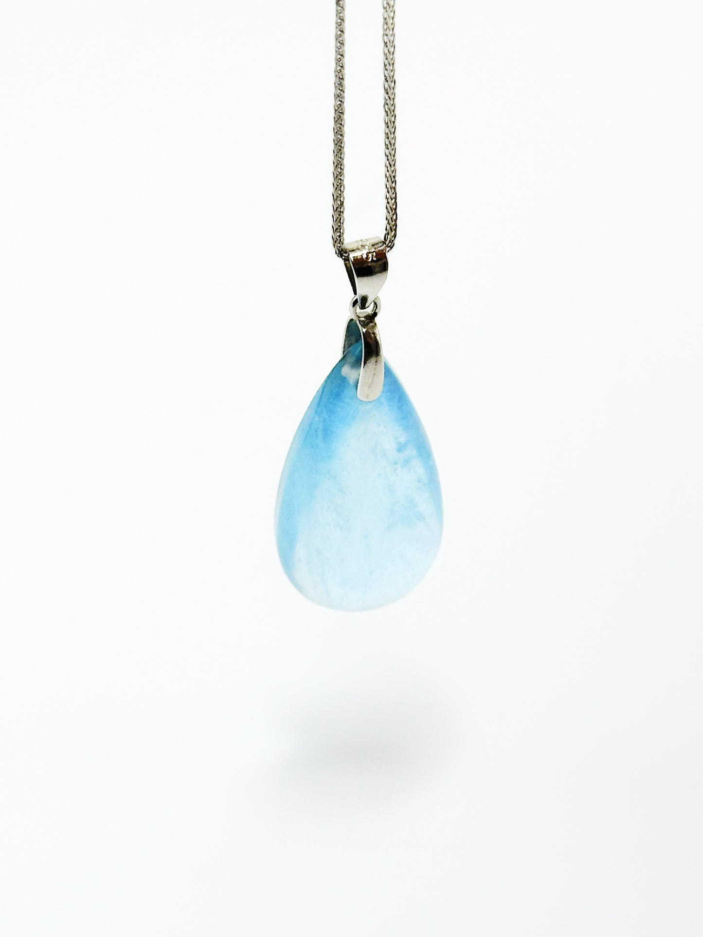 Aquamarine Teardrop Pendant Necklace with 925 Silver