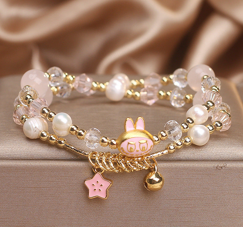 Rose Quartz Labubu Bracelet – Love & Healing | Moondora
