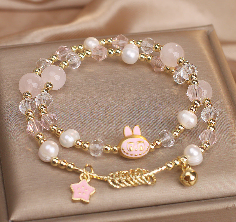 Rose Quartz Labubu Bracelet – Love & Healing | Moondora