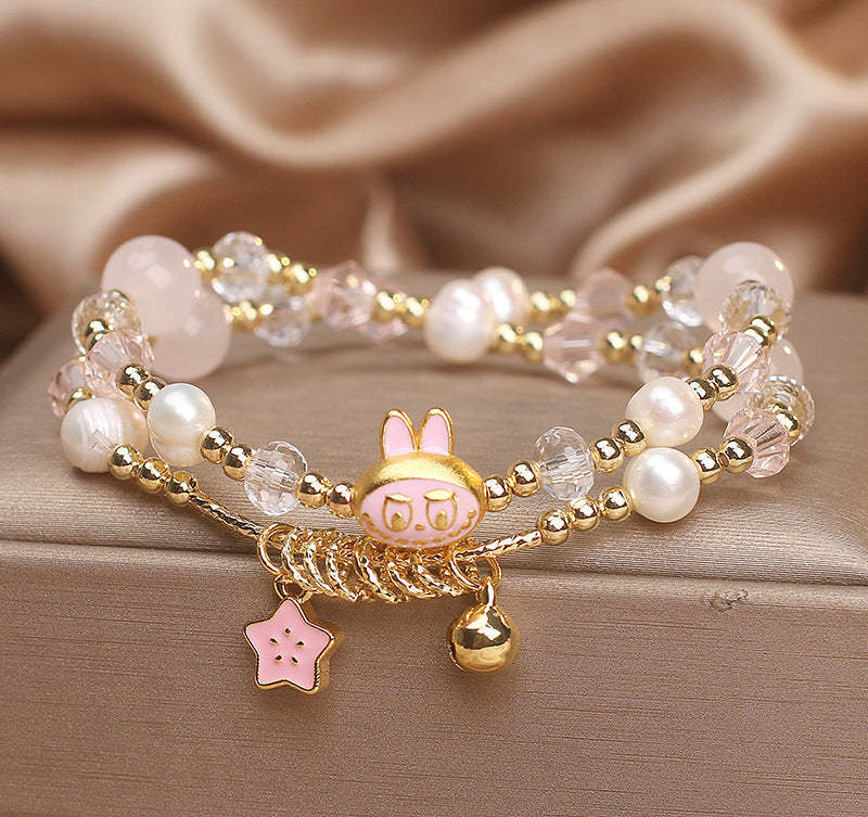 Rose Quartz Labubu Bracelet – Love & Healing | Moondora