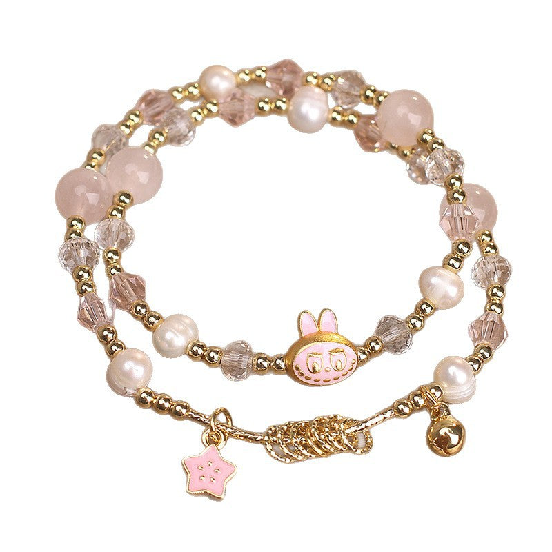 Rose Quartz Labubu Bracelet – Love & Healing | Moondora