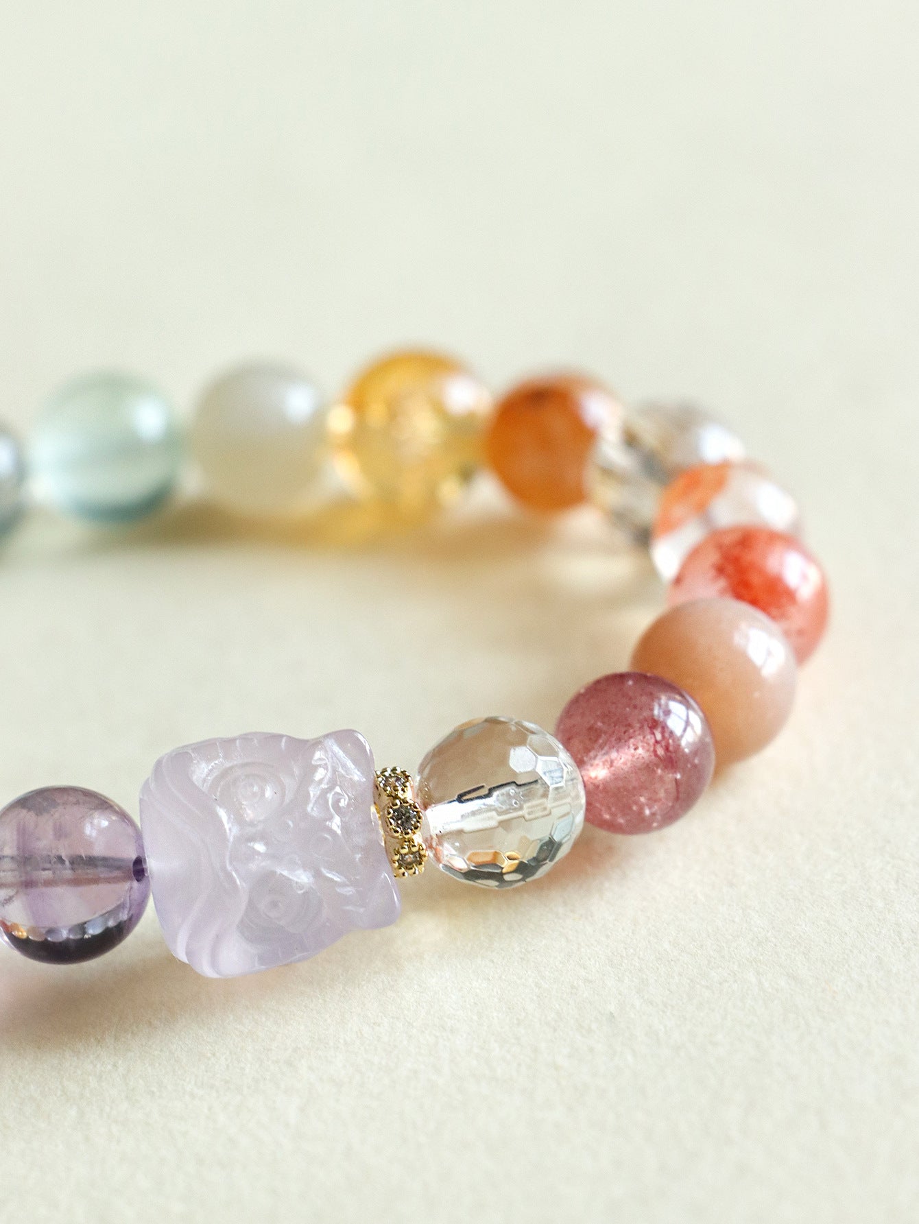 Lion Guardian Multi-Stone Crystal Bracelet – Harmony & Good Fortune