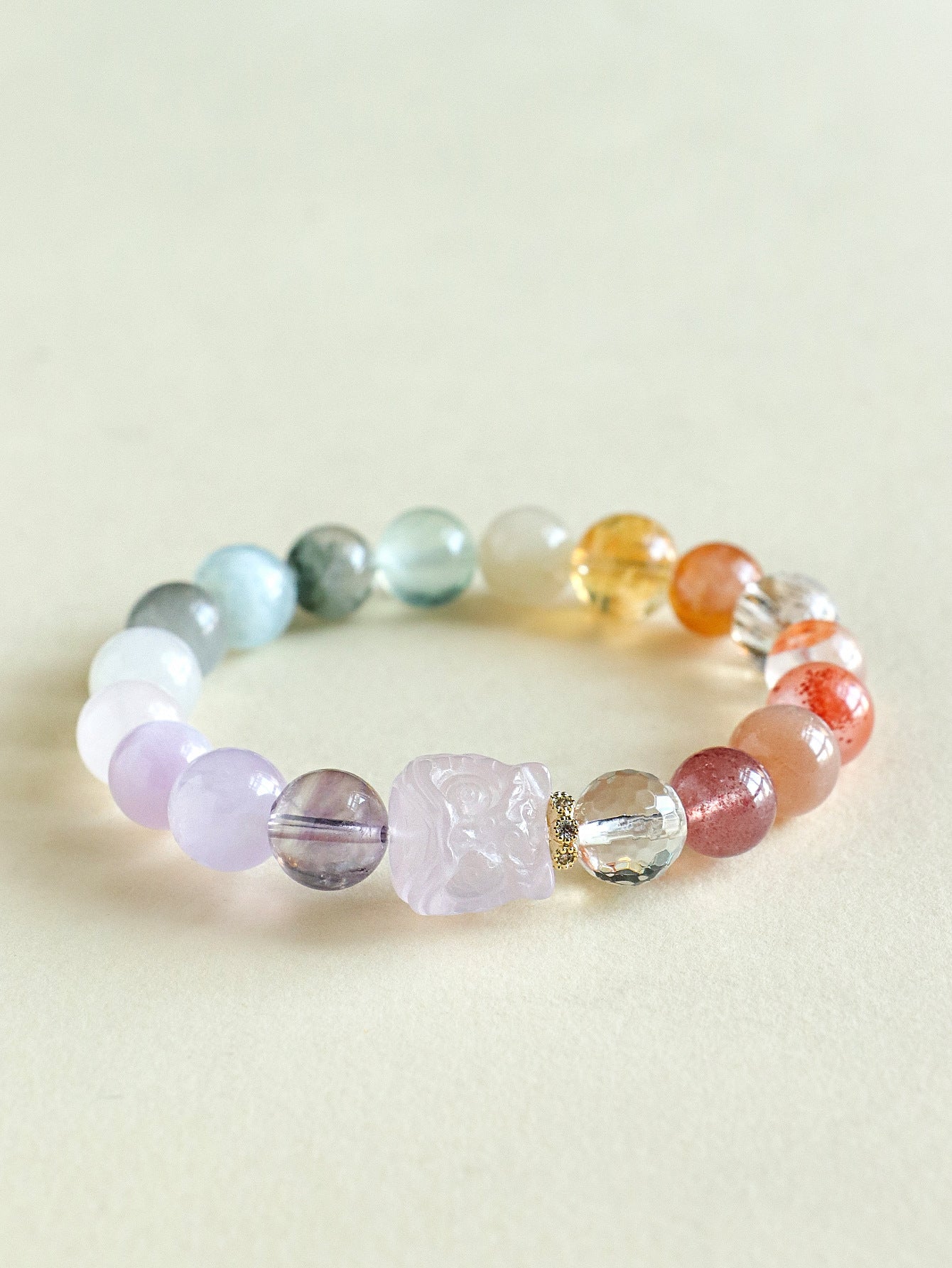 Lion Guardian Multi-Stone Crystal Bracelet – Harmony & Good Fortune