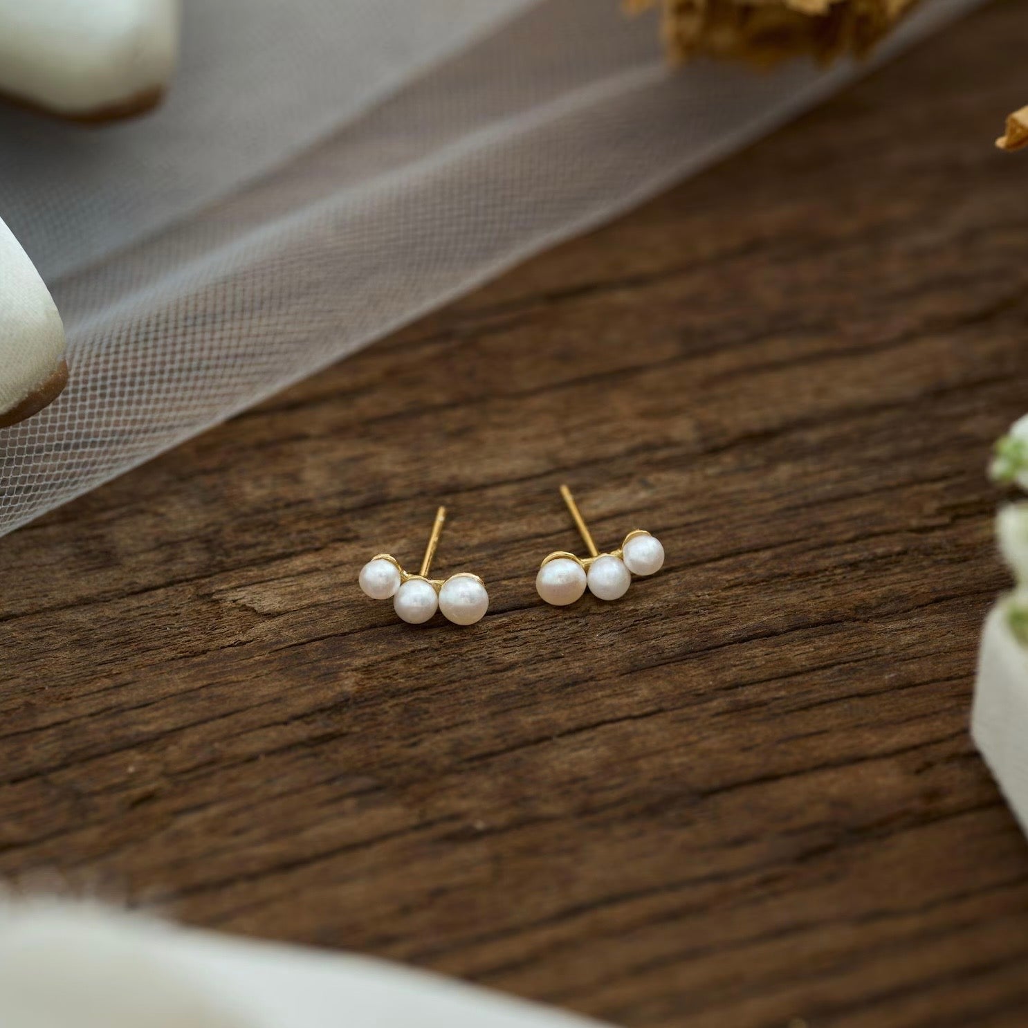 Tiny Freshwater Pearl Stud Earrings