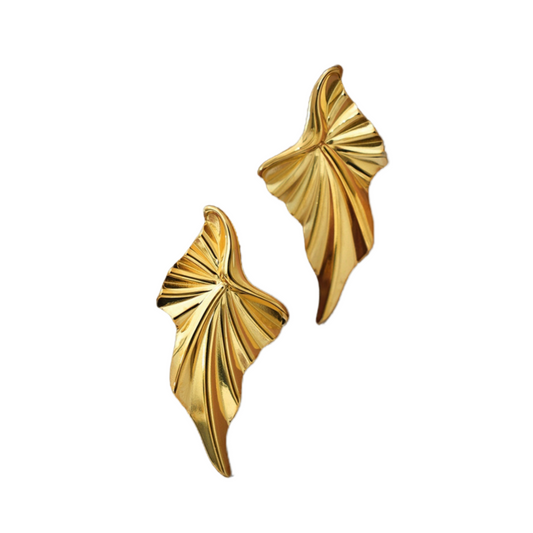 18K Gold Geometric Folded Stud Earrings