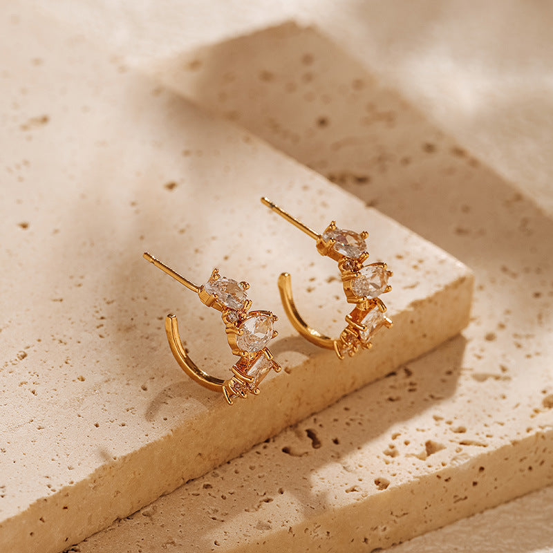 18K Gold Plated Colorful Zircon Stud Earrings
