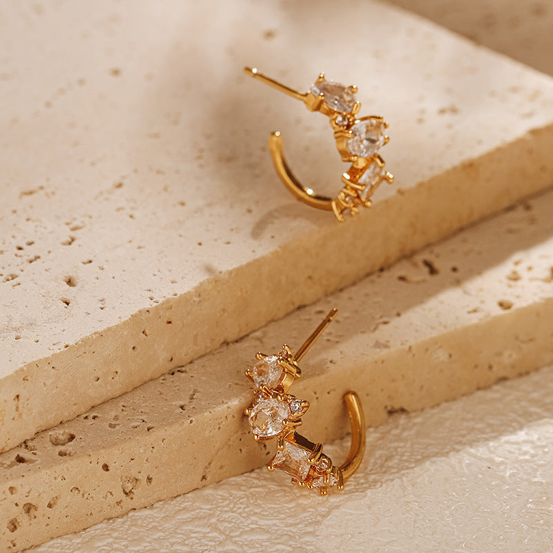 18K Gold Plated Colorful Zircon Stud Earrings