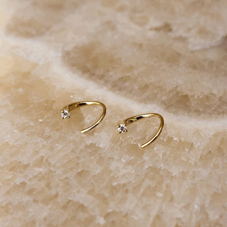 Dainty Gold Diamond Threader Earrings