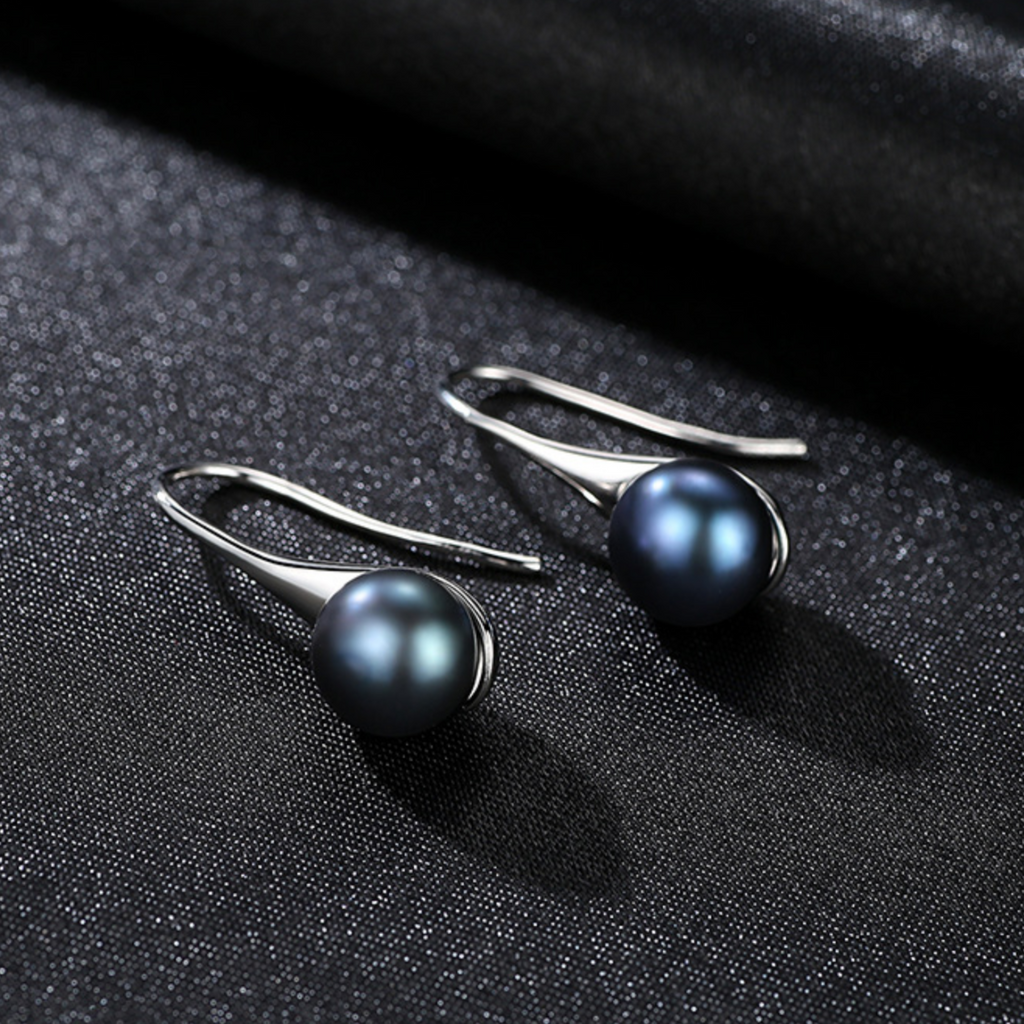 S925 Sterling Silver Dual Pearl Earrings – Gray & White