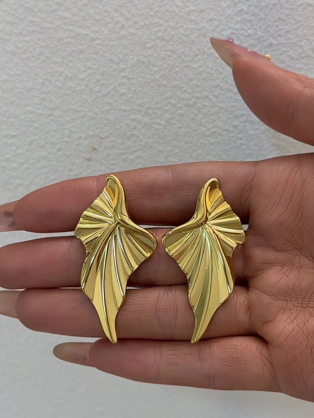 18K Gold Geometric Folded Stud Earrings