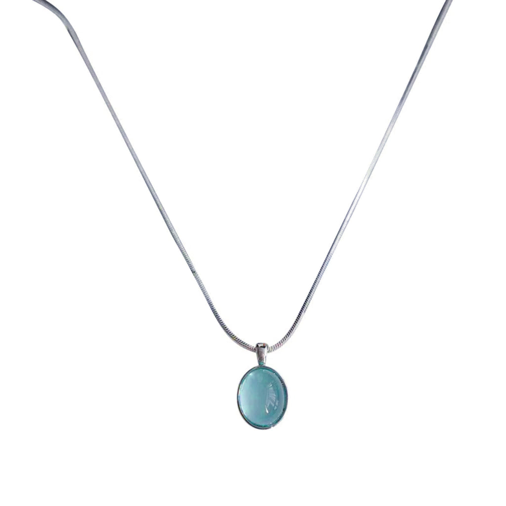 Aquamarine Necklace with 925 Sterling Silver Chain – Calm & Clarity