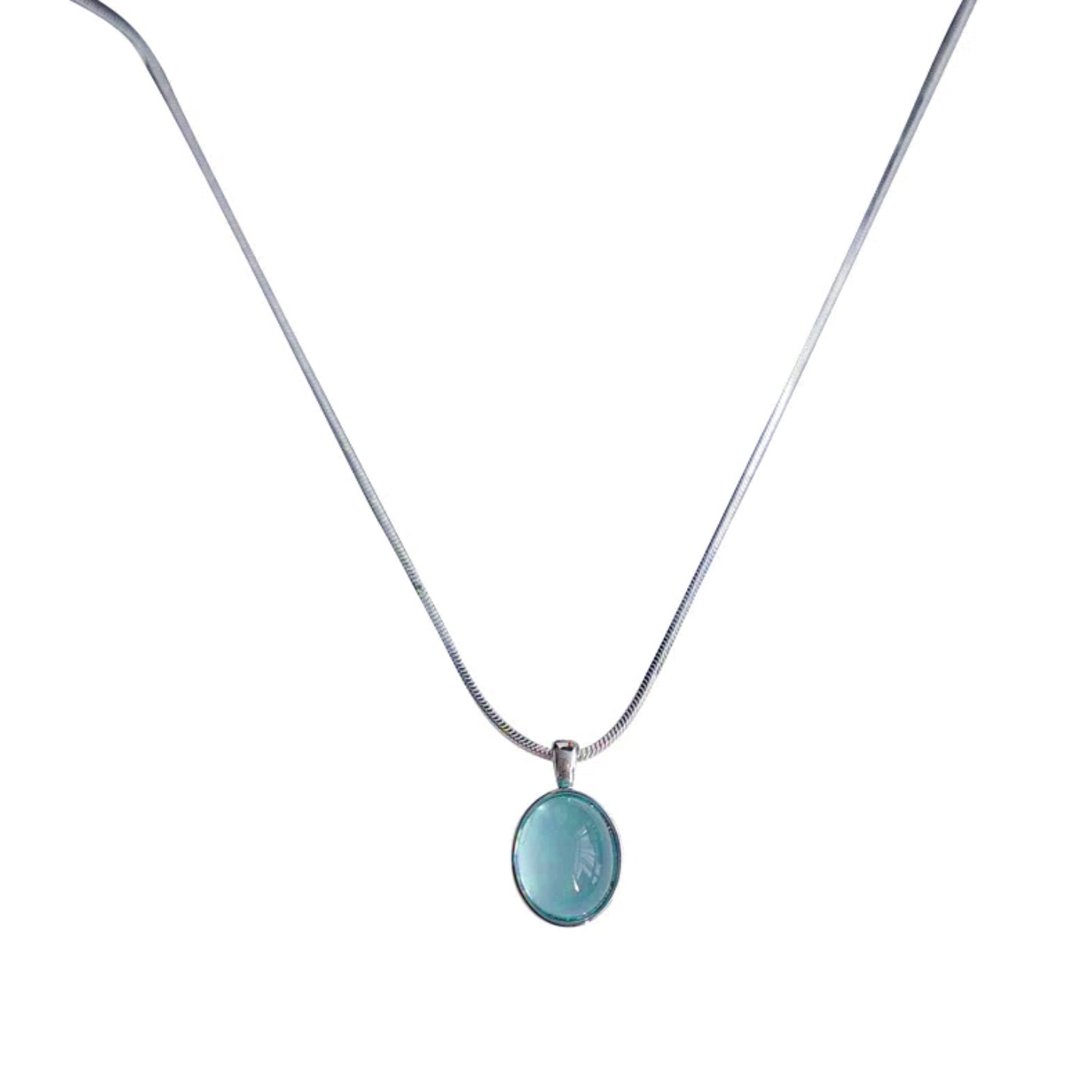 Aquamarine Necklace with 925 Sterling Silver Chain – Calm & Clarity