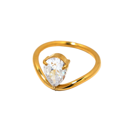 Gold Stainless Steel Zircon Ring