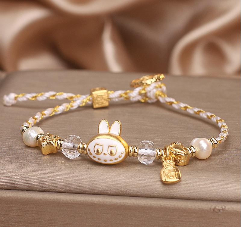 Gold Braided Labubu Bracelet – Elegant＆Charm | Handmade
