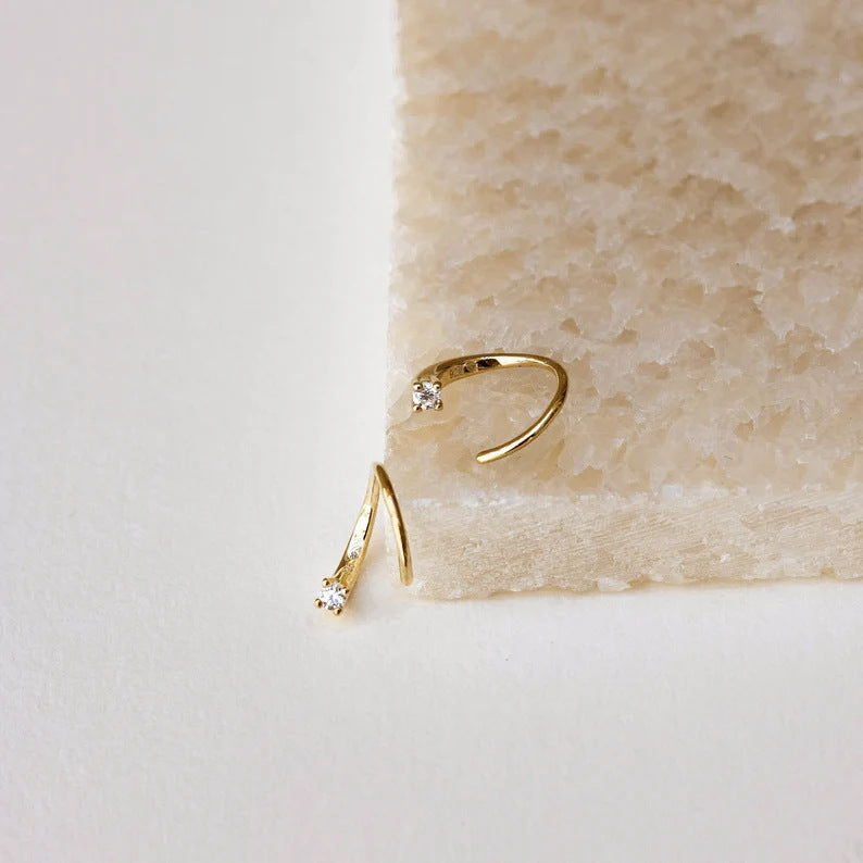 Dainty Gold Diamond Threader Earrings