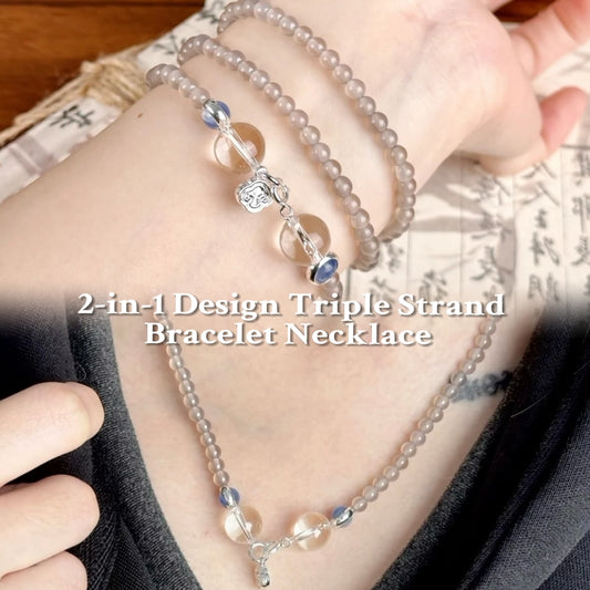 2 in 1 Triple Strand Bracelet Necklace - Versatile Design | Moondora