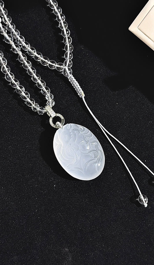 Milky Quartz & Clear Quartz Handmade Necklace – Clarity, Balance & Healing | Moondora
