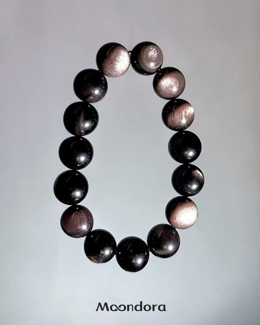 Silver Sheen Obsidian Bracelet – Protection & Inner Strength｜Moondora