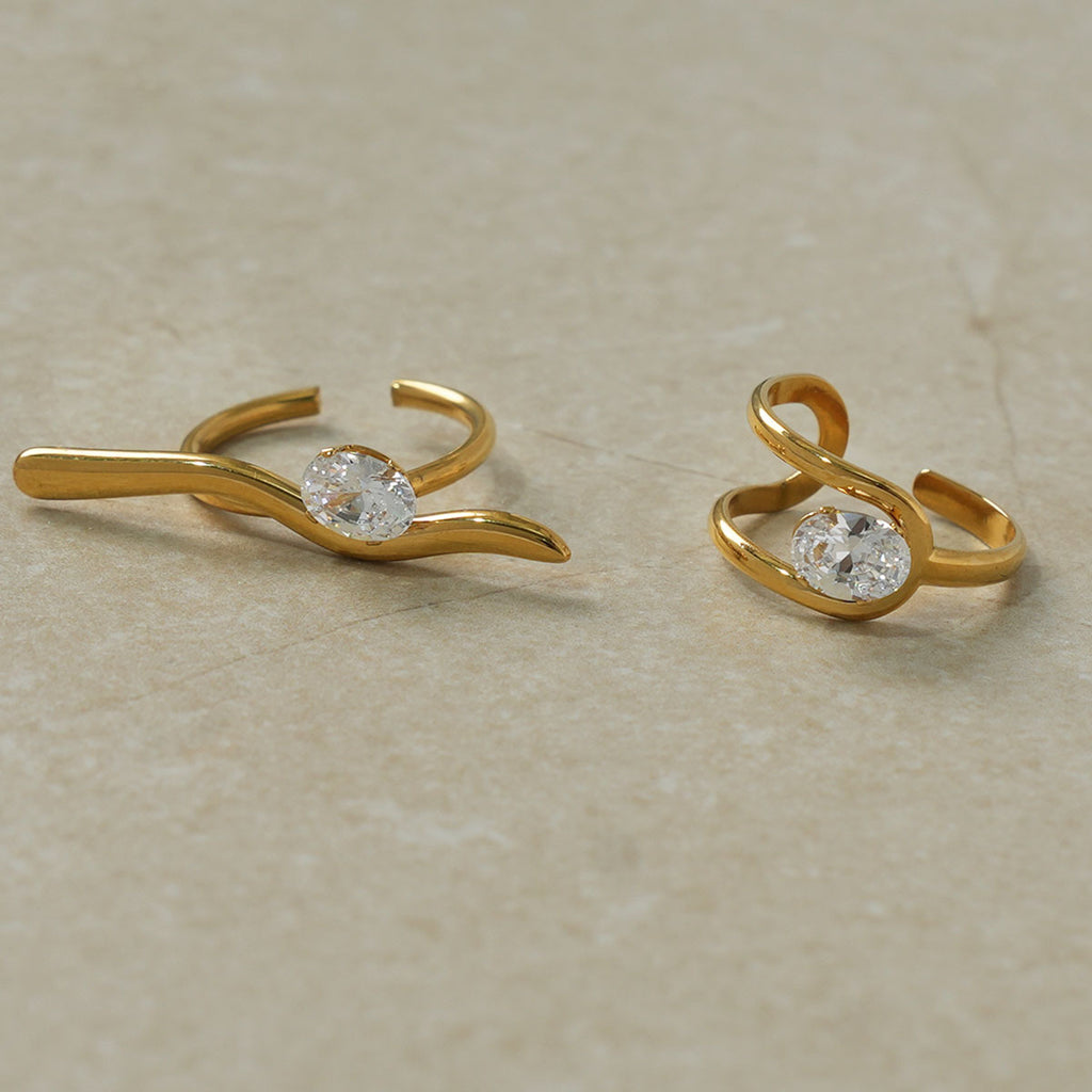 Gold Stainless Steel Zircon Ring