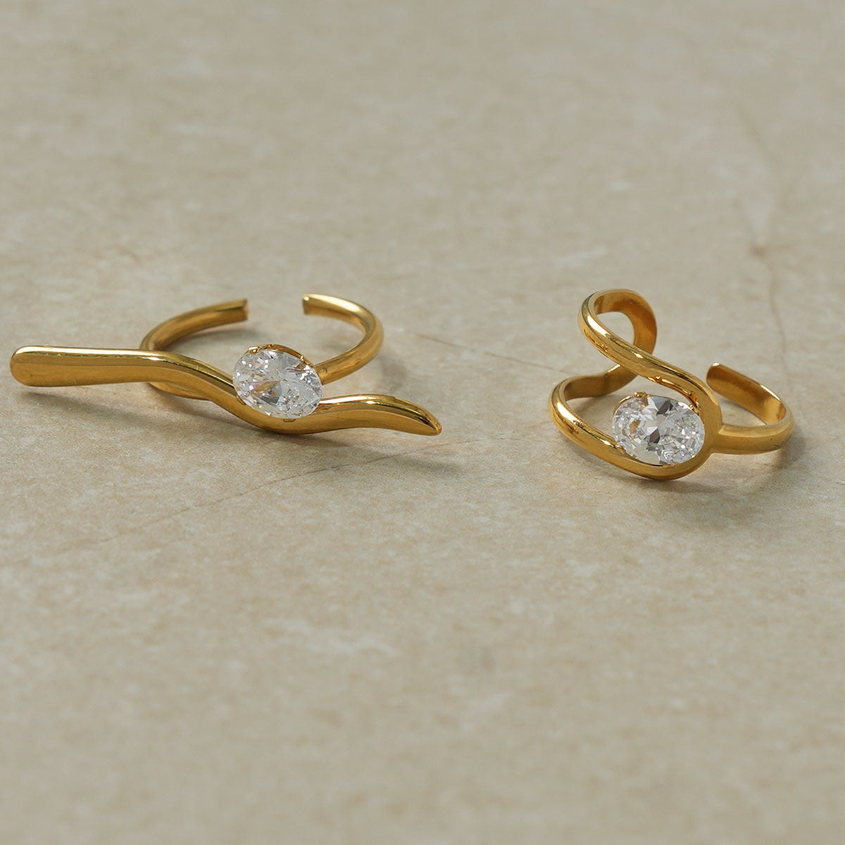 Gold Stainless Steel Zircon Ring