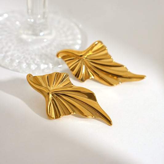 18K Gold Geometric Folded Stud Earrings