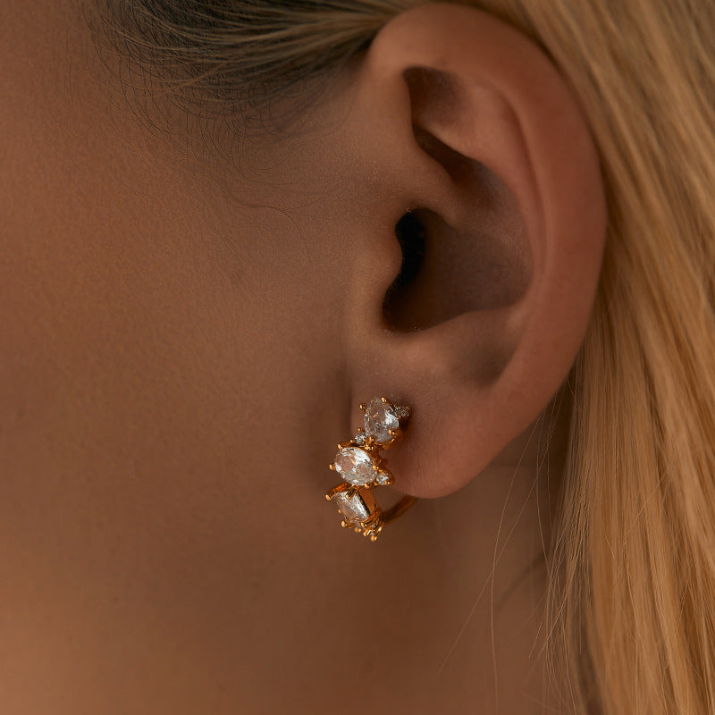 18K Gold Plated Colorful Zircon Stud Earrings