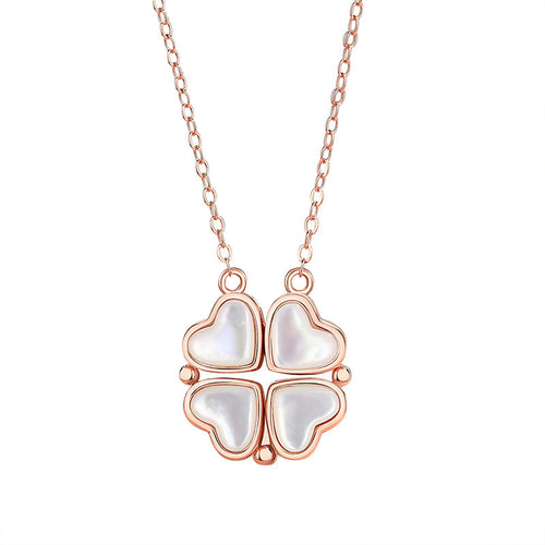 925 Silver Four-Leaf Clover Necklace with Mother-of-Pearl