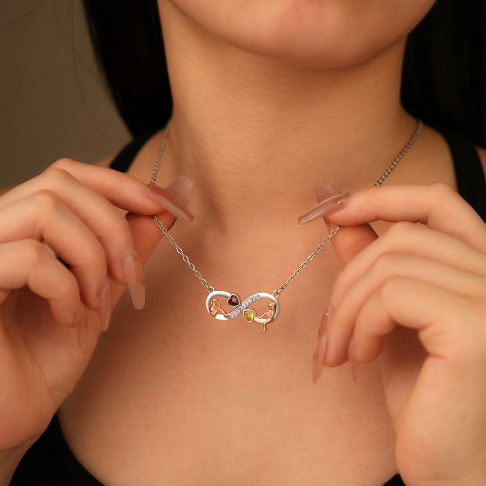 Silver Infinity Birthstone Necklace