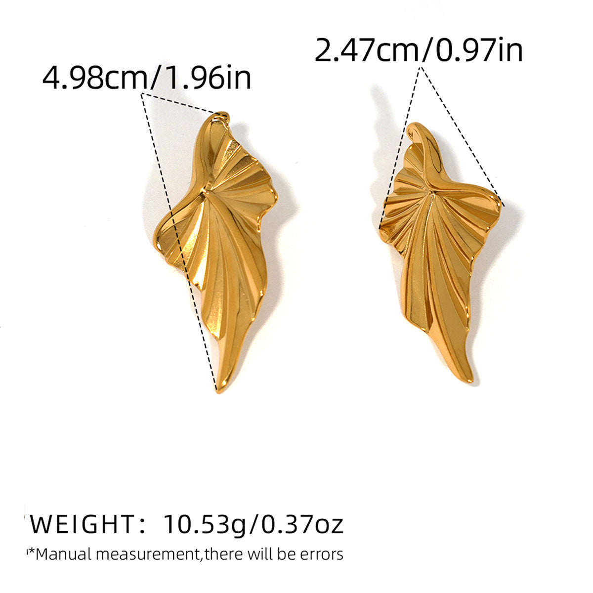 18K Gold Geometric Folded Stud Earrings