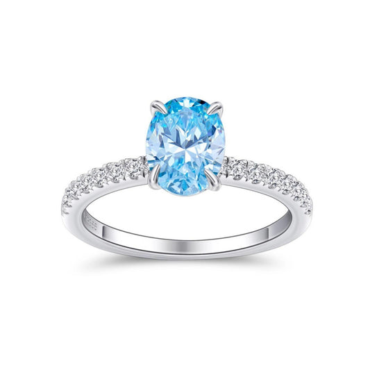 925 Silver Sea Blue Zirconia Ring
