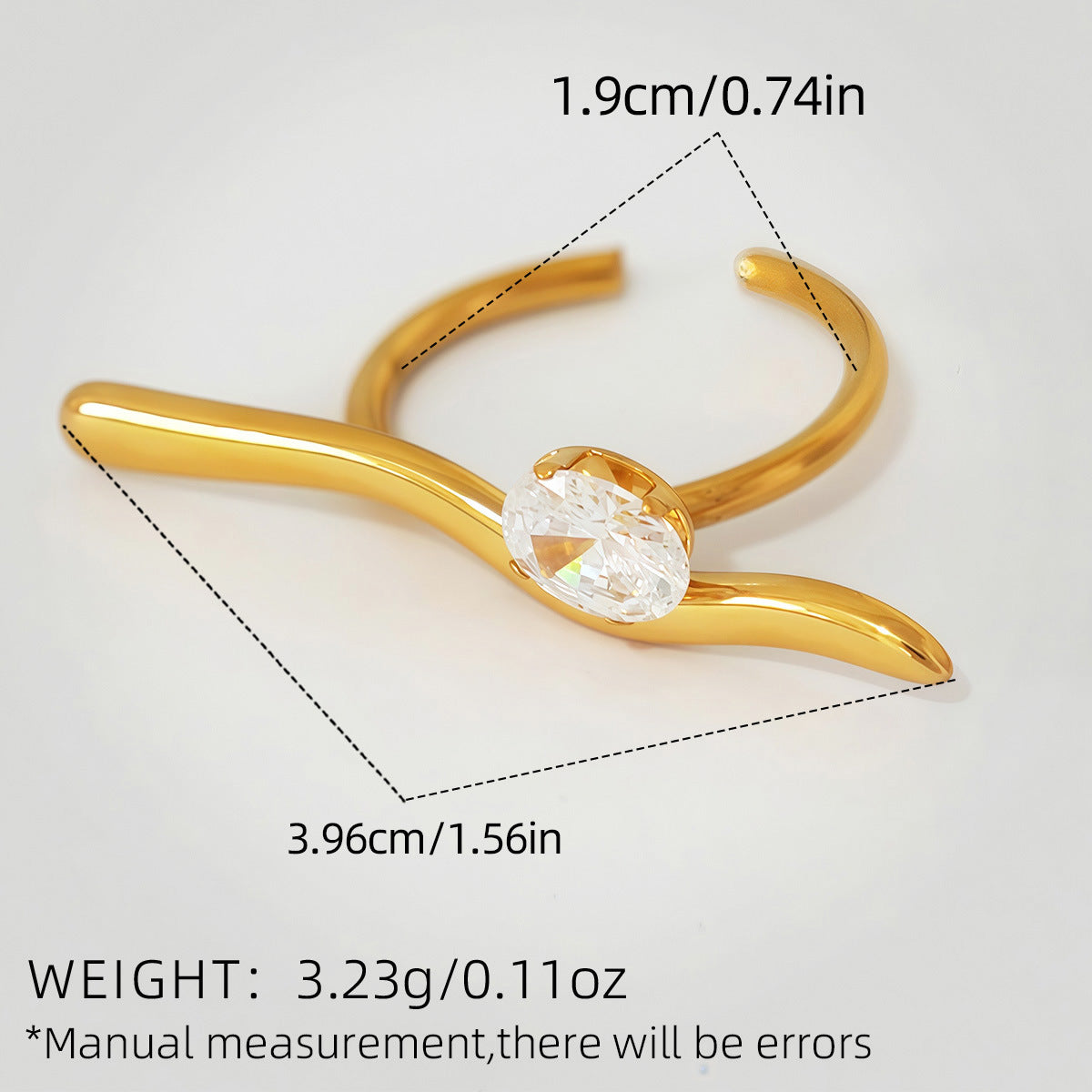 Gold Stainless Steel Zircon Ring