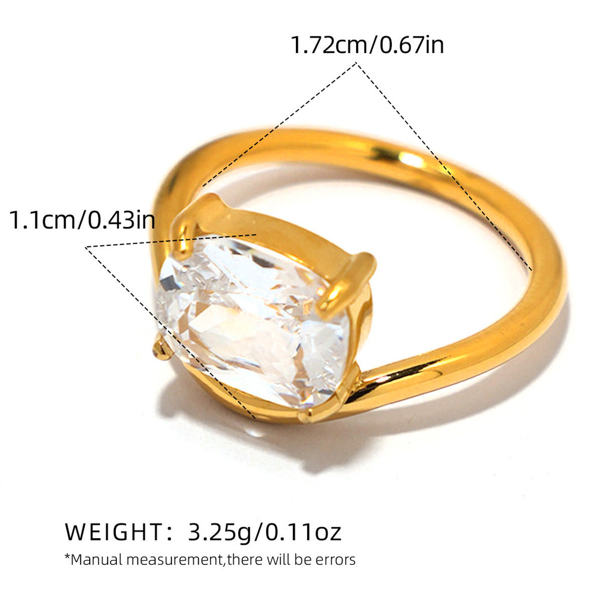 Gold Stainless Steel Zircon Ring