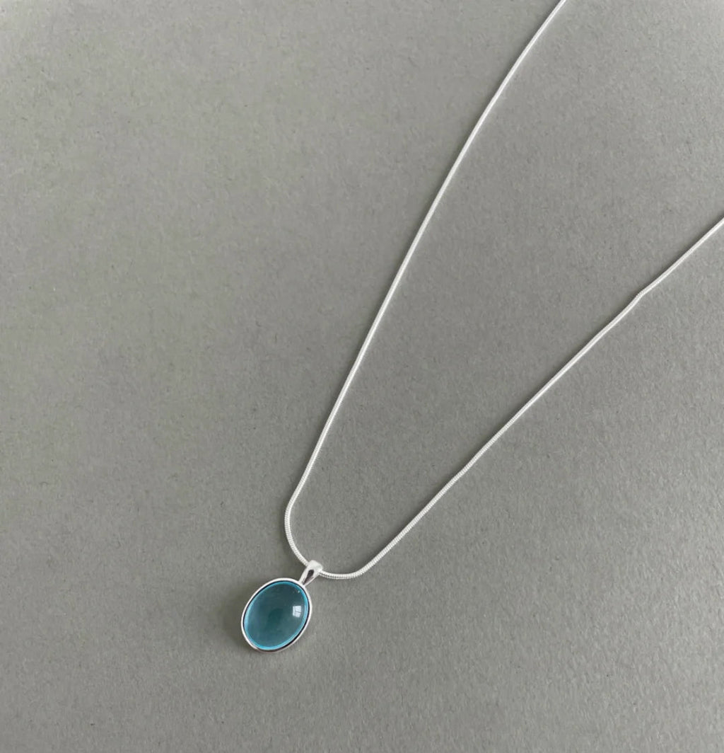 Aquamarine Necklace with 925 Sterling Silver Chain – Calm & Clarity