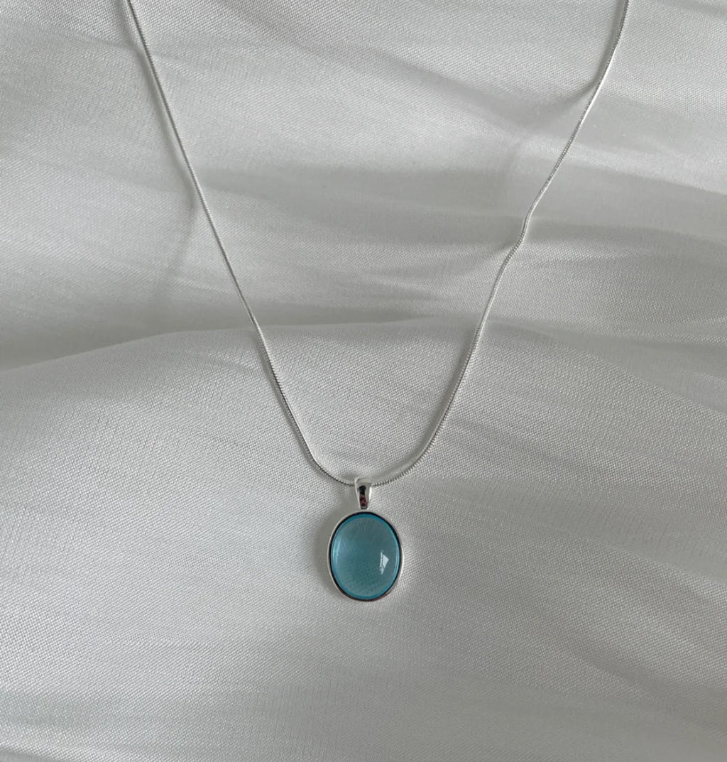 Aquamarine Necklace & Ring Set in 925 Sterling Silver