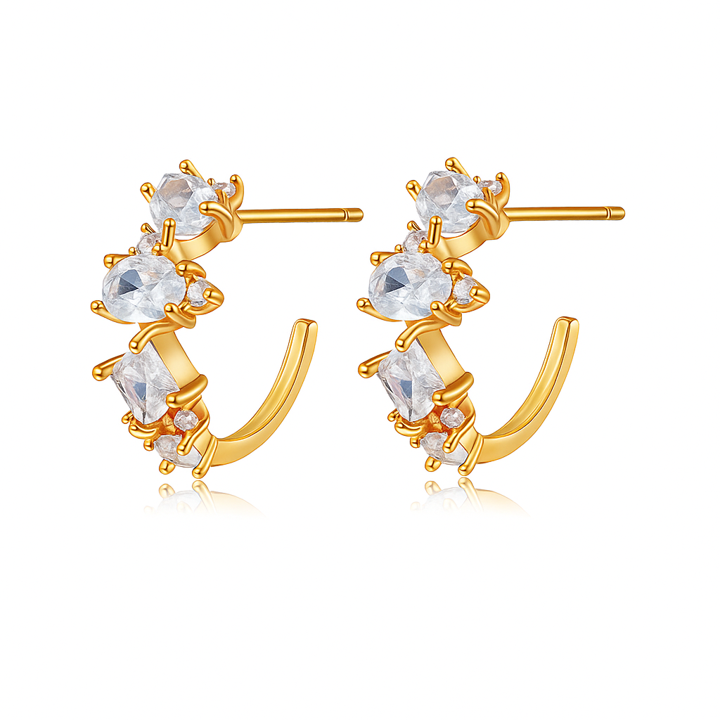 18K Gold Plated Colorful Zircon Stud Earrings