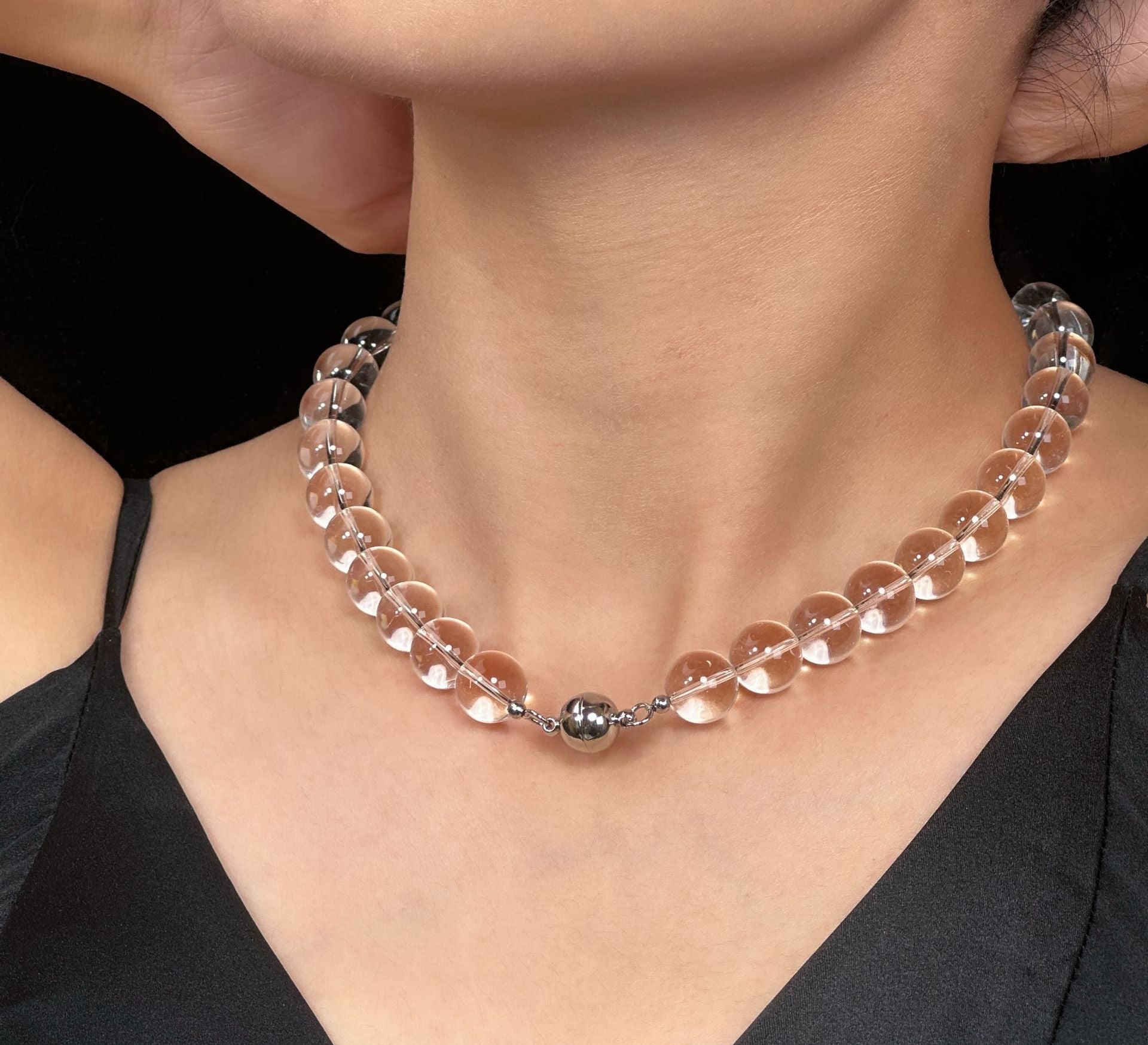 Clear Quartz Beaded Necklace – Energy Amplification & Clarity｜Moondora