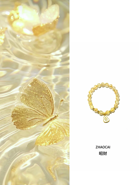 Golden Rutilated Quartz Bracelet - Attrack Wealth & Luck｜Handmade Jewelry