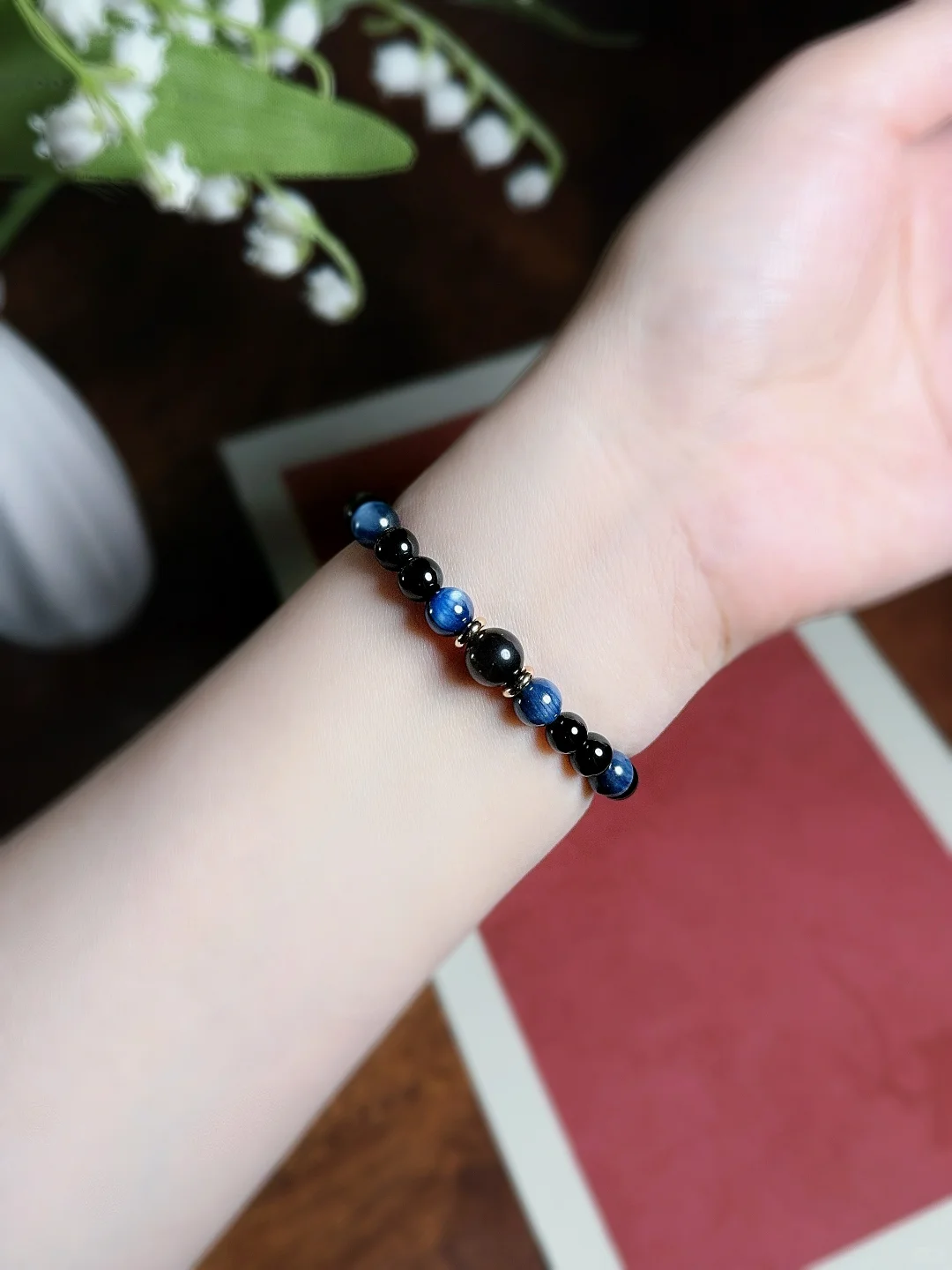 Obsidian With Kyanite Bracelet - Peace & Protection｜Moondora