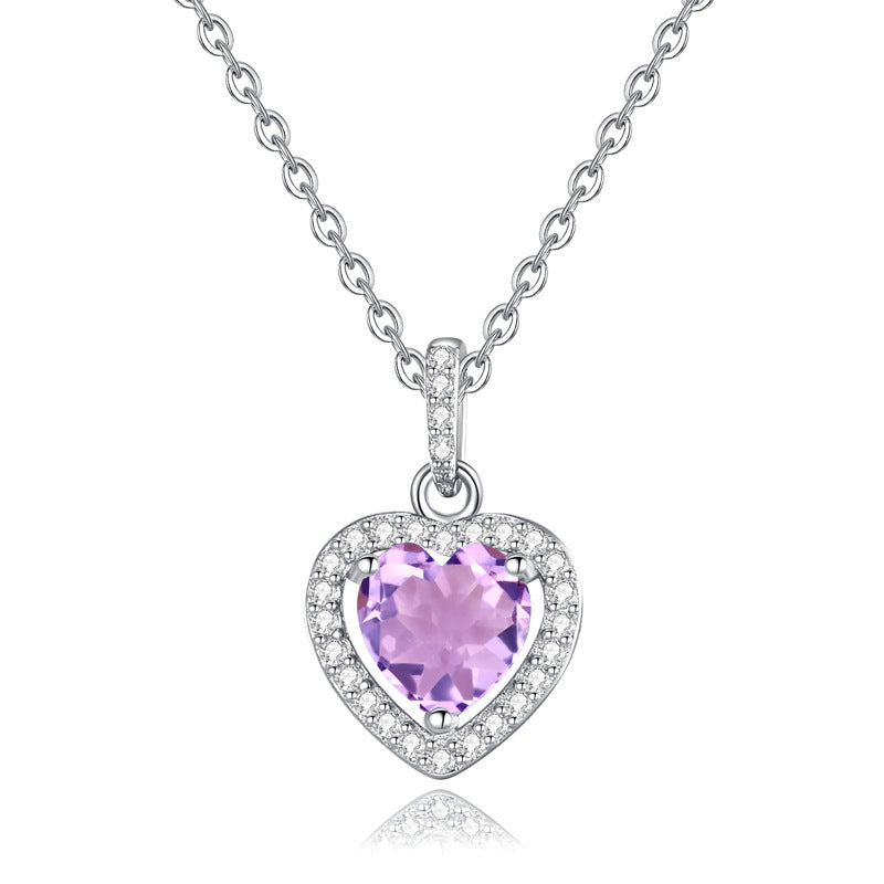 S925 Heart Shape Gemstone Necklace - 5 Options