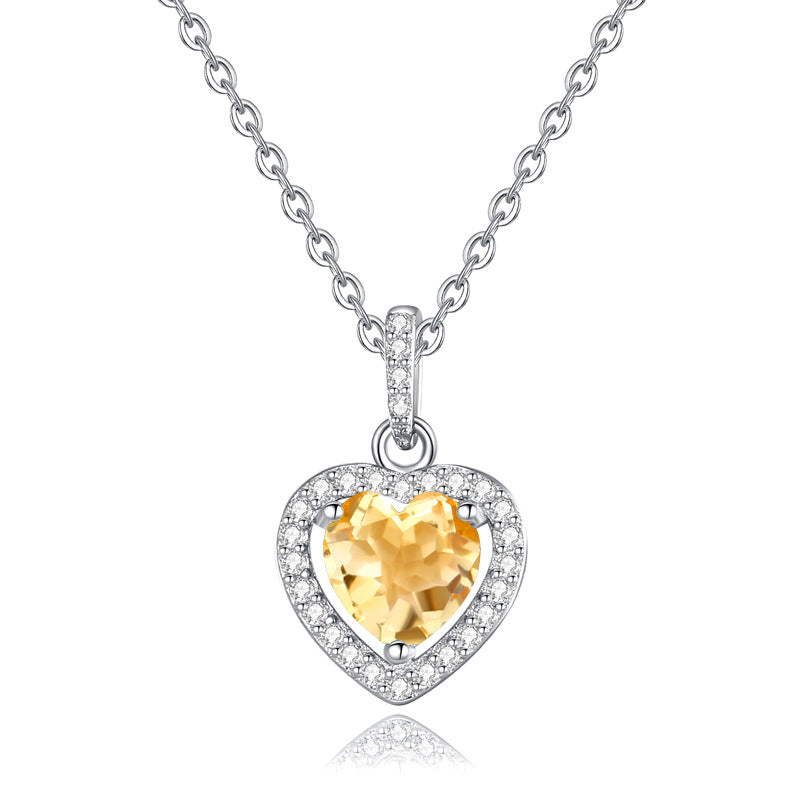 S925 Heart Shape Gemstone Necklace - 5 Options